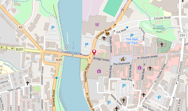 Map showing INFUSE Bodyworks at 21 Bridge Street, Coleraine BT52 1DR
